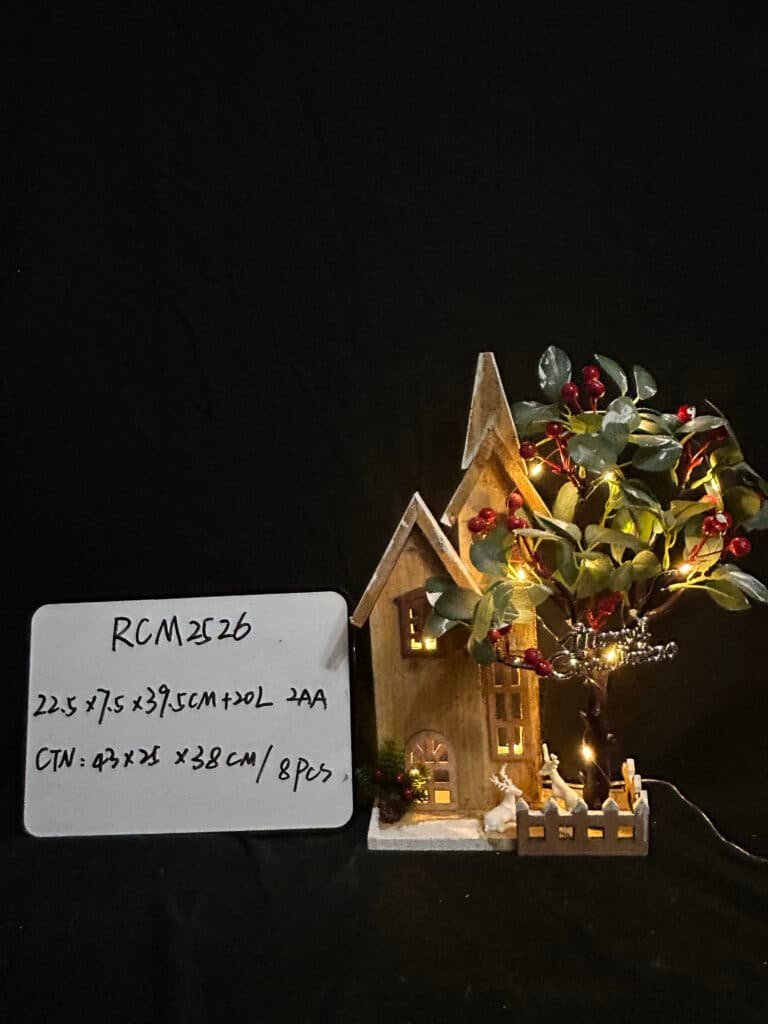 LED Christmas Wooden House Christmas Wooden Ornaments with Lights Glowing Xmas Tree Decorations Shelf Fireplace Table Centerpiece Holiday Party Supplies Favors