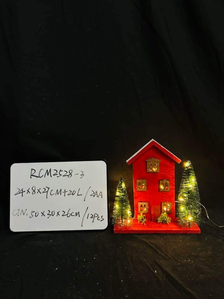 Village LED Light Christmas Wood House Lighted Church Santas Wonderland House for Home Desk Decor