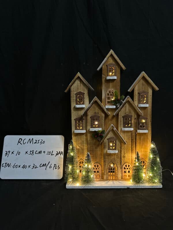 Christmas Wood Village Christmas LED Church Light House