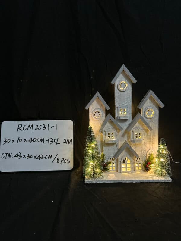 Christmas LED Village Houses LED Wooden House Xmas Cabin Ornament
