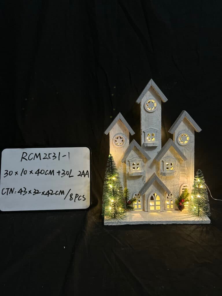 Christmas LED Village Houses LED Wooden House Xmas Cabin Ornament