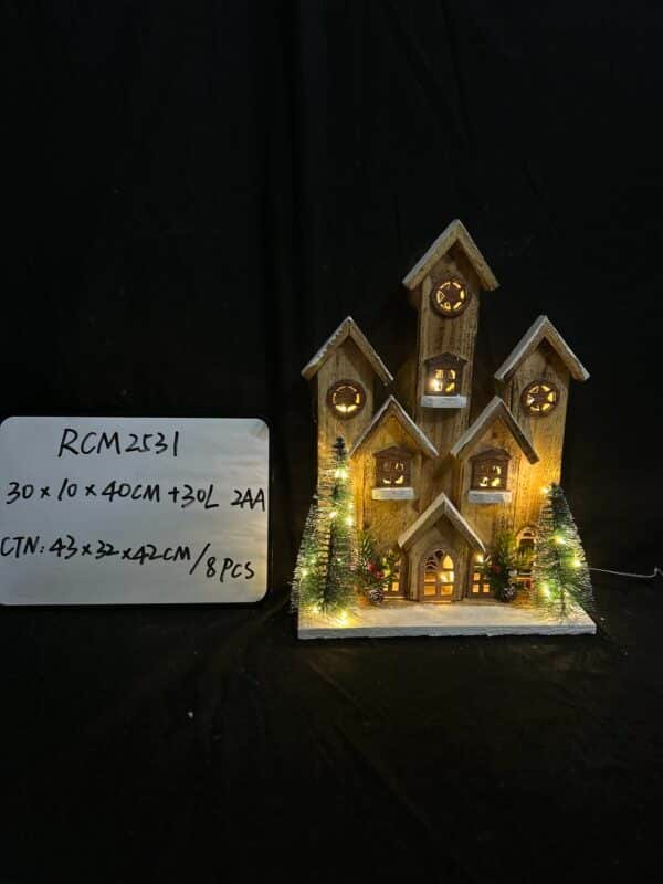 Christmas LED Village Houses LED Wooden House Xmas Cabin Ornament