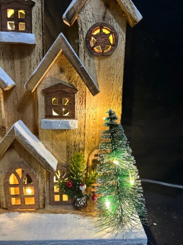 Christmas LED Village Houses LED Wooden House Xmas Cabin Ornament