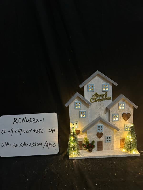 Christmas Decorations for Home LED Lighted Christmas Village Decor Rustic Wooden Merry Christmas Signs Farmhouse Tabletop Block for Christmas Tree Xmas Party Holiday