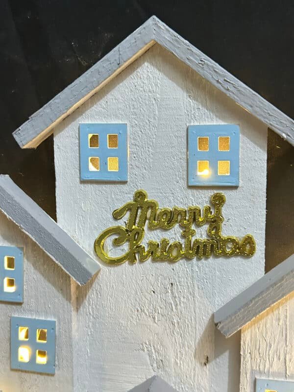 Christmas Decorations for Home LED Lighted Christmas Village Decor Rustic Wooden Merry Christmas Signs Farmhouse Tabletop Block for Christmas Tree Xmas Party Holiday