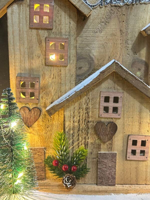 Christmas Decorations for Home LED Lighted Christmas Village Decor Rustic Wooden Merry Christmas Signs Farmhouse Tabletop Block for Christmas Tree Xmas Party Holiday