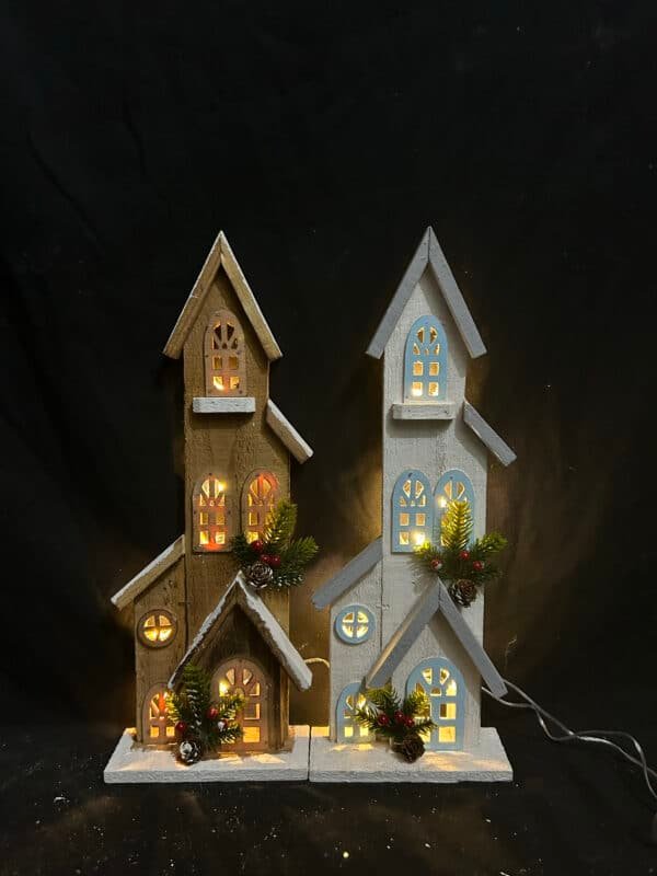 OEM&ODM Christmas Lighted Houses LED Wooden, Christmas Table Centerpiece Holiday Decorative Lights