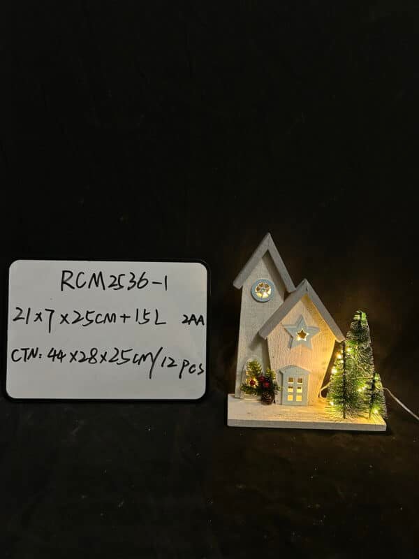 Wooden Christmas House with LED Lighted,DIY Xmas Village Houses,Light Up Xmas Village Houses Set,Christmas Houses Indoor Room Decor