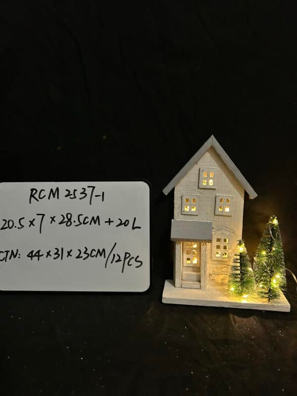 New LED Christmas Wood Village Houses Small Wooden House Crafts Desktop Decorations for Christmas Glowing Decors