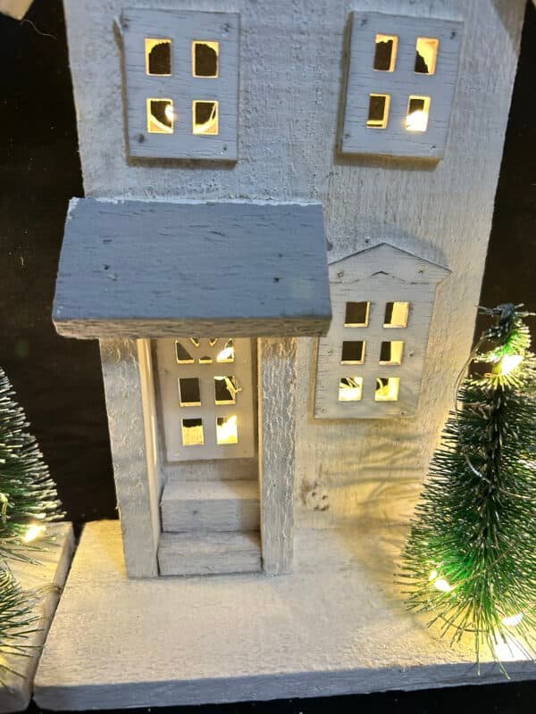 New LED Christmas Wood Village Houses Small Wooden House Crafts Desktop Decorations for Christmas Glowing Decors