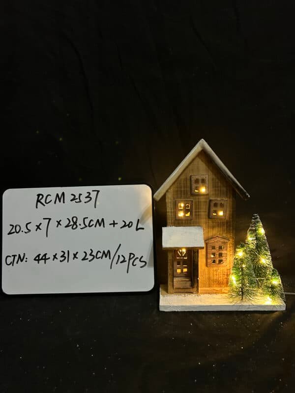 New LED Christmas Wood Village Houses Small Wooden House Crafts Desktop Decorations for Christmas Glowing Decors