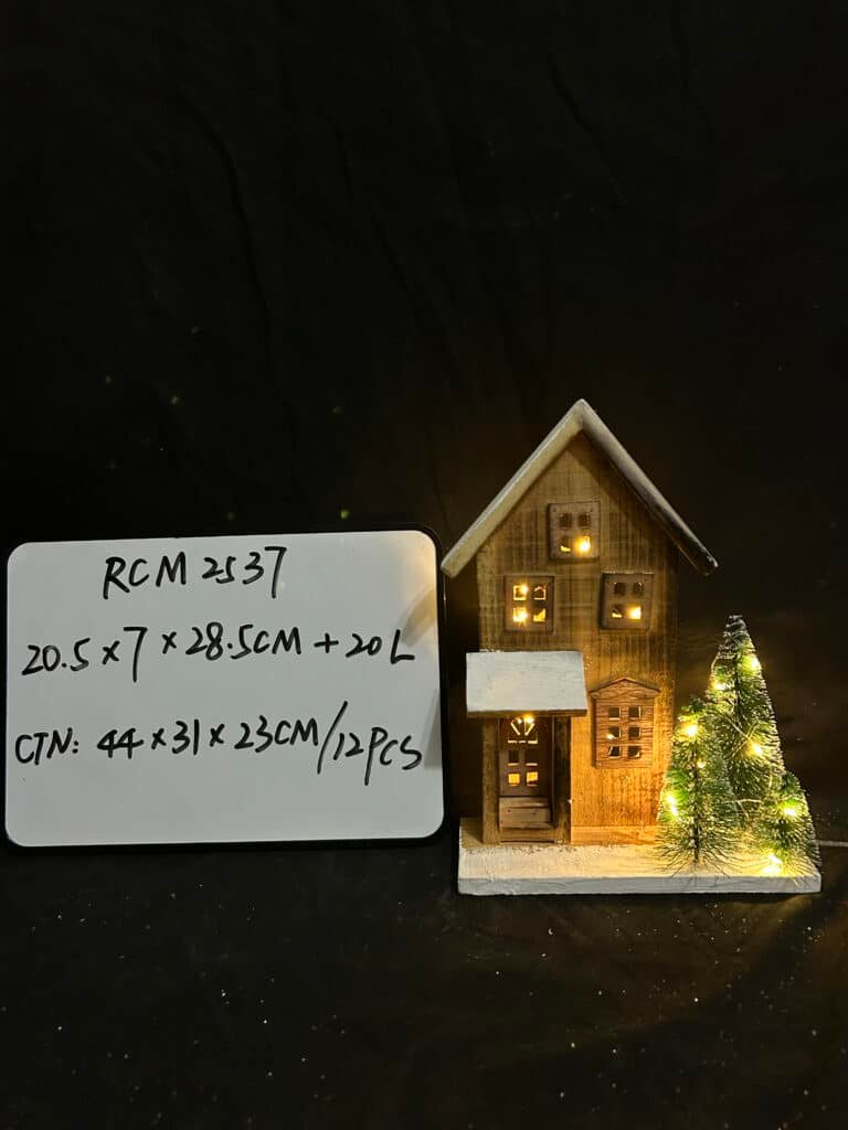 New LED Christmas Wood Village Houses Small Wooden House Crafts Desktop Decorations for Christmas Glowing Decors