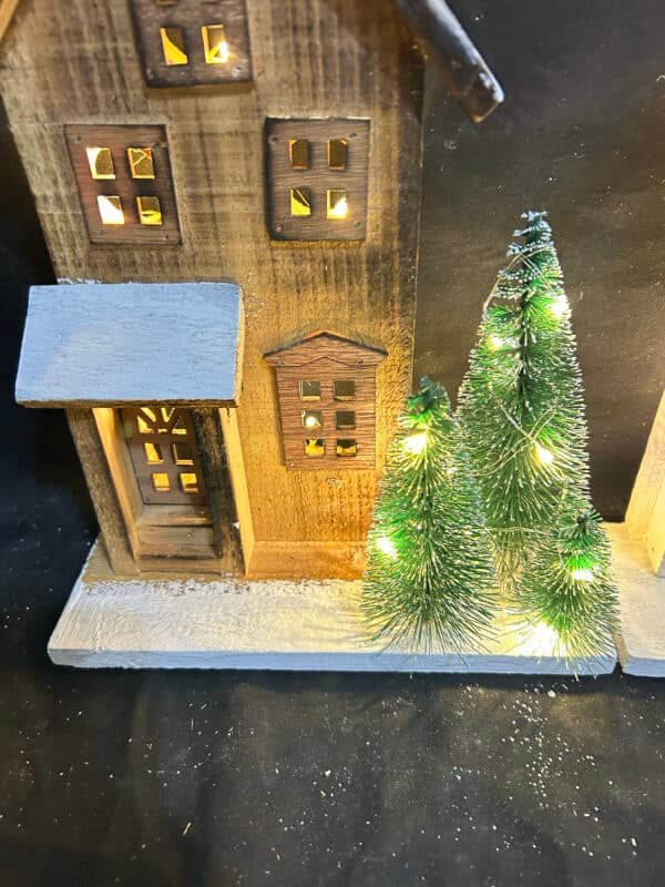 New LED Christmas Wood Village Houses Small Wooden House Crafts Desktop Decorations for Christmas Glowing Decors