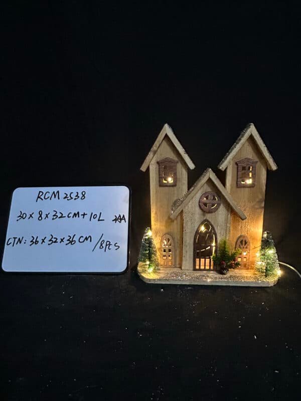 Wooden Christmas Village Houses LED Lighted Snow Villages Houses for Xmas Tabletop Decorations Collectible Buildings