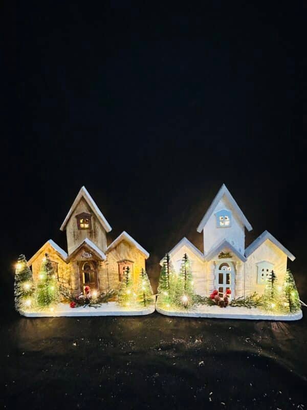 Led Christmas House Decor Wooden Ornament Glowing Xmas House Christmas DecorationsCraft for Home