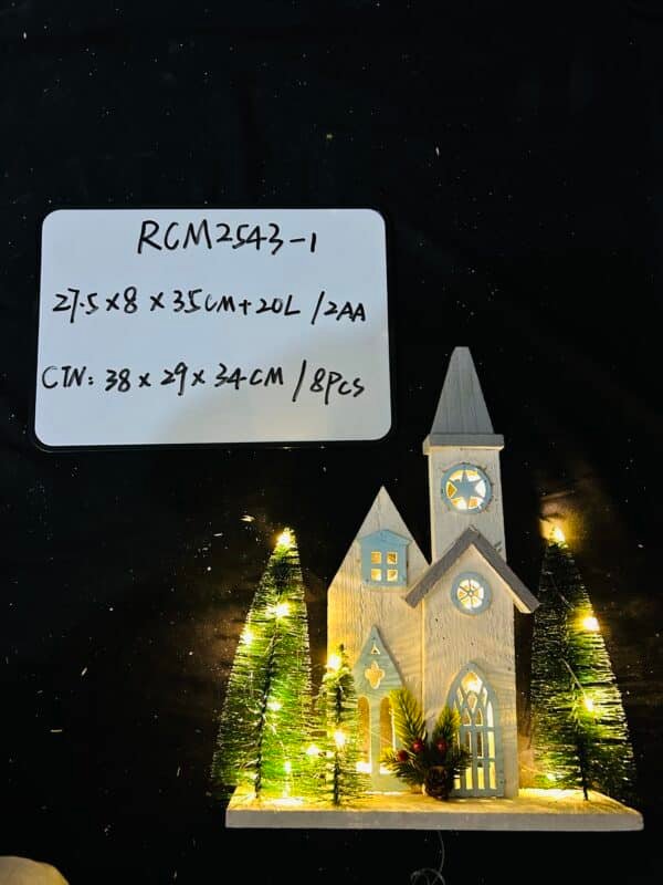 Exquisite wooden lighted Christmas house Christmas village House Hanging Tree Ornaments Wood Crafts