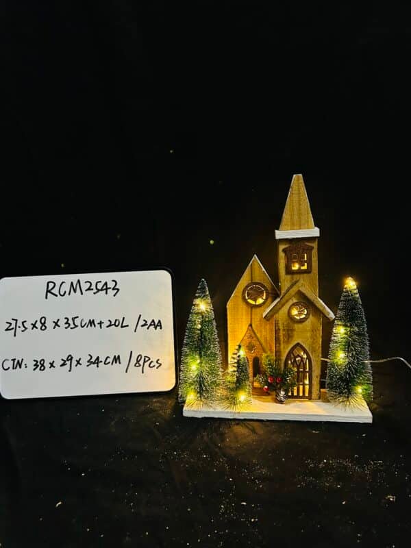 Exquisite wooden lighted Christmas house Christmas village House Hanging Tree Ornaments Wood Crafts