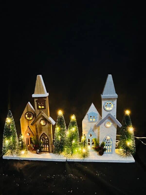 Exquisite wooden lighted Christmas house Christmas village House Hanging Tree Ornaments Wood Crafts