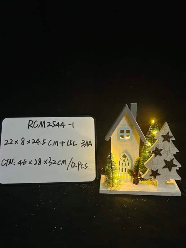 Latest design Popular Christmas decoration Cute Christmas Artware LED lighting Wooden House