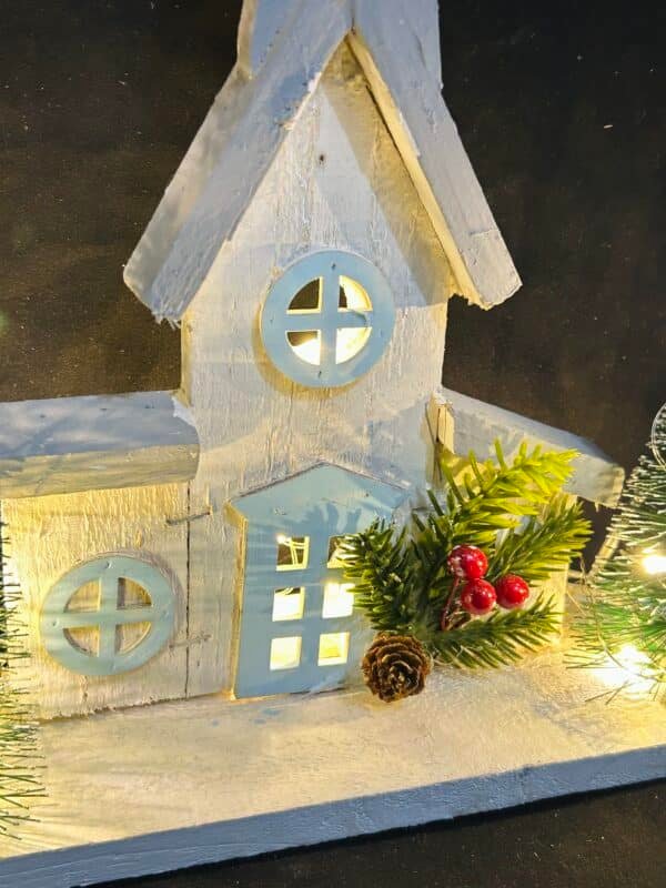 Light up Wooden house for christmas home decoration party ornaments