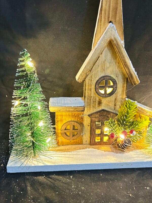 Light up Wooden house for christmas home decoration party ornaments