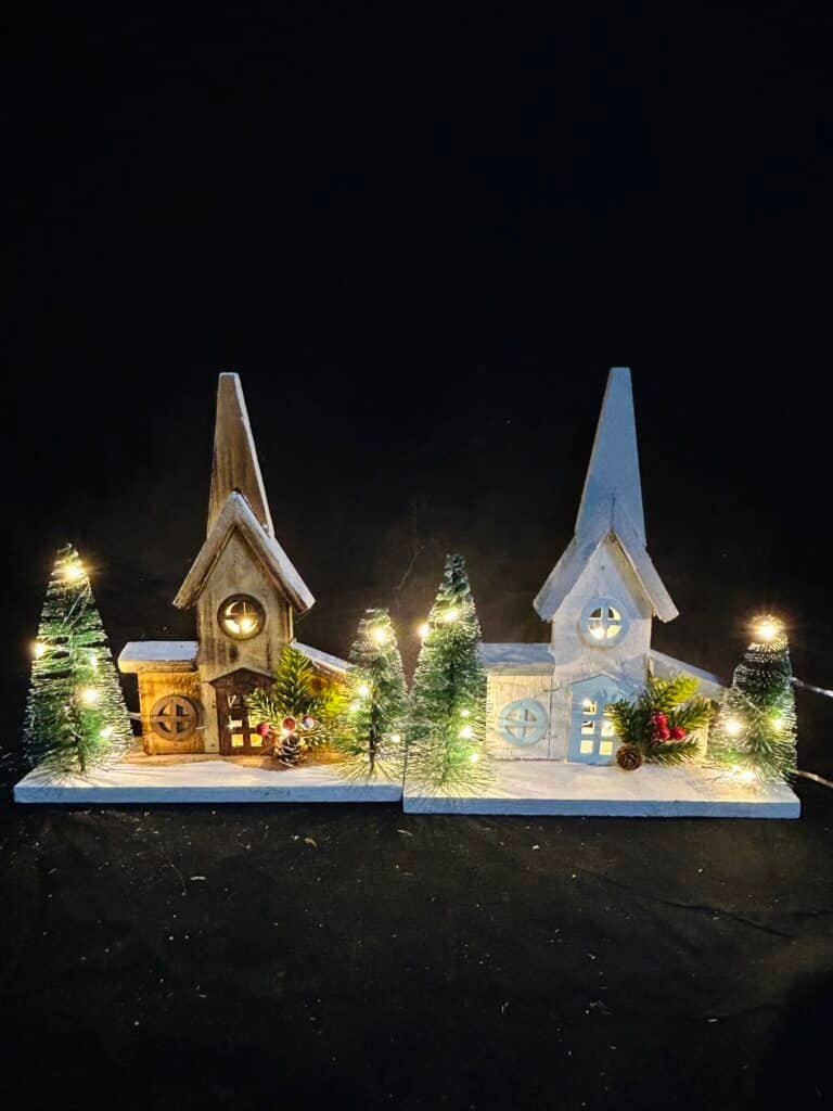 Light up Wooden house for christmas home decoration party ornaments