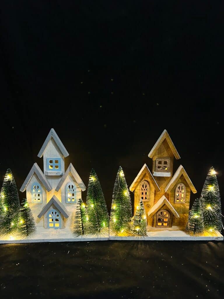 Lighted Wooden Christmas Houses - Christmas Town Village Collection
