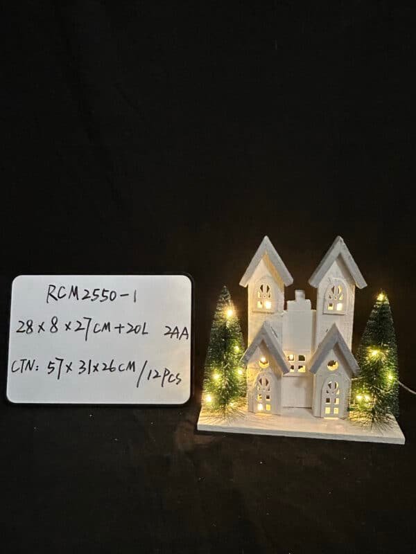 2025 Large Christmas Stocking Lighted Christmas Village Set Christmas Village with White Village Houses Mantel Christmas Trees LED Candles Xmas Village Buildings House Decor