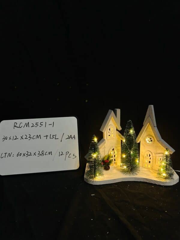 Wholesale Wooden House Ornament with LED Light Christmas Decor for Desktop Rustic Xmas Home Decoration