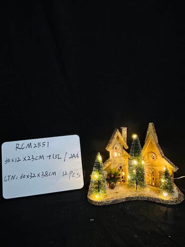 Wholesale Wooden House Ornament with LED Light Christmas Decor for Desktop Rustic Xmas Home Decoration