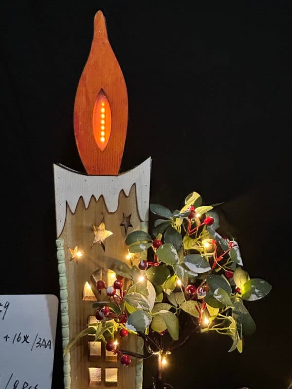 High Quality Christmas LED Candle Landscape Light Decoration - Wooden Holiday Scene with Warm White Lights