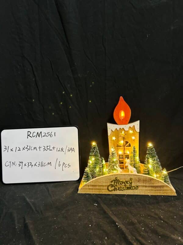 2025 Christmas Wooden Candle Bridge with Warm White LED Lights - Battery Operated