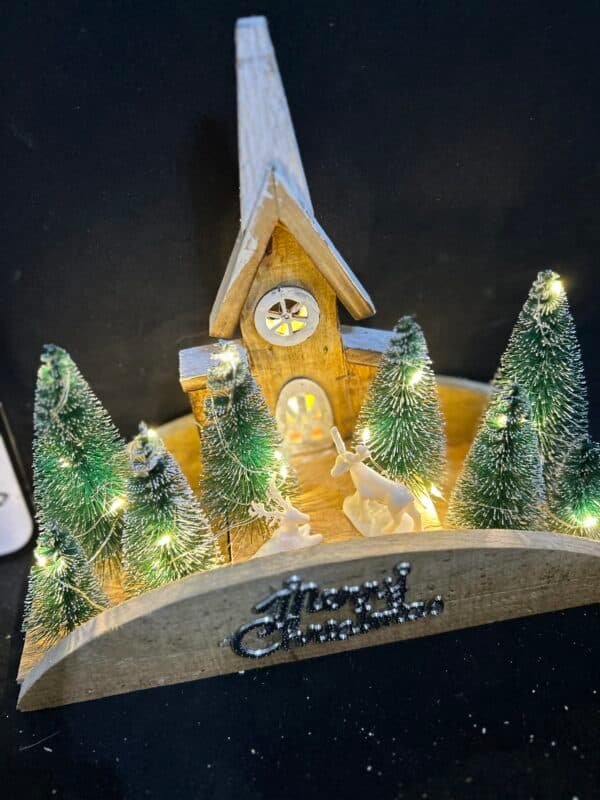 Discount Led Christmas Wooden House Bridge with Warm White LED Lights - Battery Operated