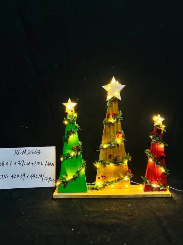 3 Pcs Christmas Wooden Table Sign Tabletop Christmas Tree Shaped Decorations Handmade Rustic Decorative Trees