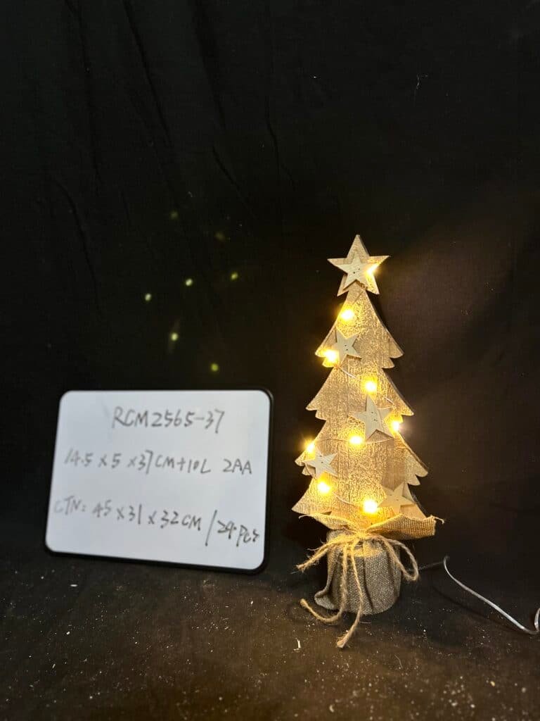 37cm Christmas Decorations Wooden Christmas Tree Table Decor Rustic Decorative Freestanding Christmas Tree Centerpiece Xmas Winter Tiered Tray Decor for Home Shelf