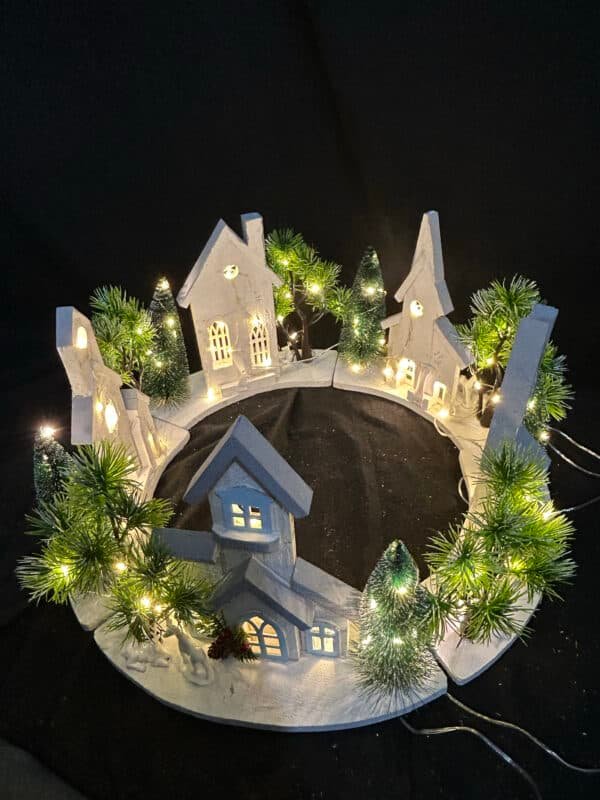 Newest Custom Christmas Led Light Wooden House,Pre-Lit Wooden Christmas Village House LED Christmas Scene Houses with Lights Luminous Wood House Tabletop Decors for Winter Xmas Holiday Party