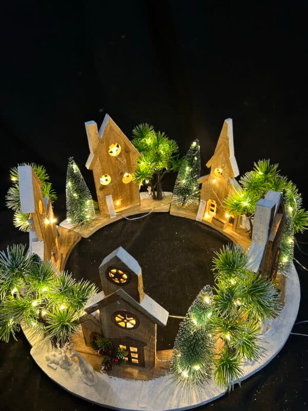 Newest Custom Christmas Led Light Wooden House,Pre-Lit Wooden Christmas Village House LED Christmas Scene Houses with Lights Luminous Wood House Tabletop Decors for Winter Xmas Holiday Party