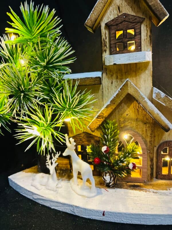 Newest Custom Christmas Led Light Wooden House,Pre-Lit Wooden Christmas Village House LED Christmas Scene Houses with Lights Luminous Wood House Tabletop Decors for Winter Xmas Holiday Party