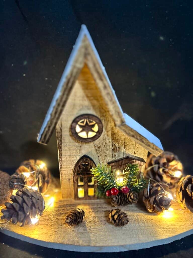 Ready To Ship Light up Wooden Christmas House Village Decorations
