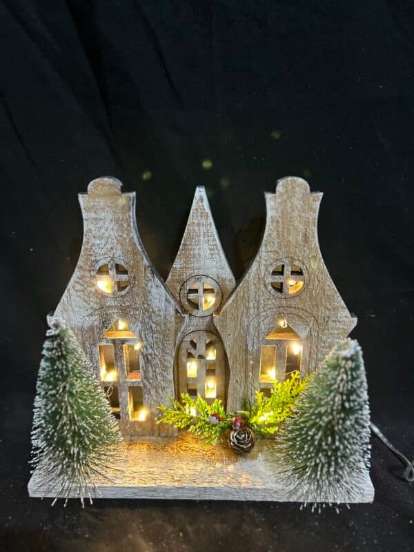 Christmas Wood Village Christmas Luminous Wooden House LED Luminous House for Christmas