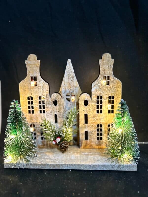 Christmas Wood Village Christmas Luminous Wooden House LED Luminous House for Christmas