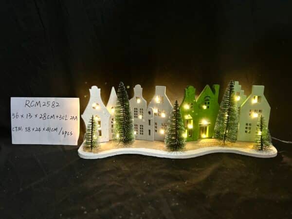 Christmas Village Decor, Rustic Wooden , Farmhouse Xmas Party Holiday Decor Centerpiece for Tiered Tray Mantel Home