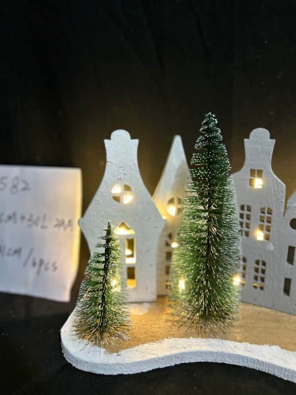 Christmas Village Decor, Rustic Wooden , Farmhouse Xmas Party Holiday Decor Centerpiece for Tiered Tray Mantel Home