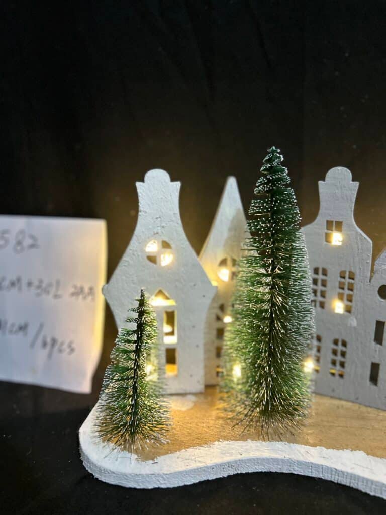 Christmas Village Decor, Rustic Wooden , Farmhouse Xmas Party Holiday Decor Centerpiece for Tiered Tray Mantel Home