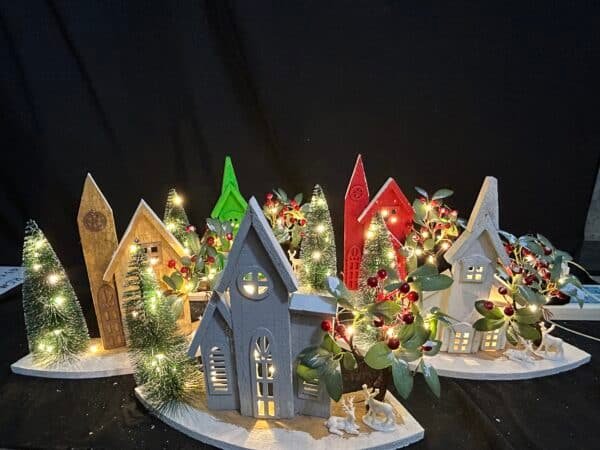 Newest Custom Christmas Led Light Wooden House,Pre-Lit Wooden Christmas Village House LED Christmas Scene Houses with Lights Luminous Wood House Tabletop Decors for Winter Xmas Holiday Party