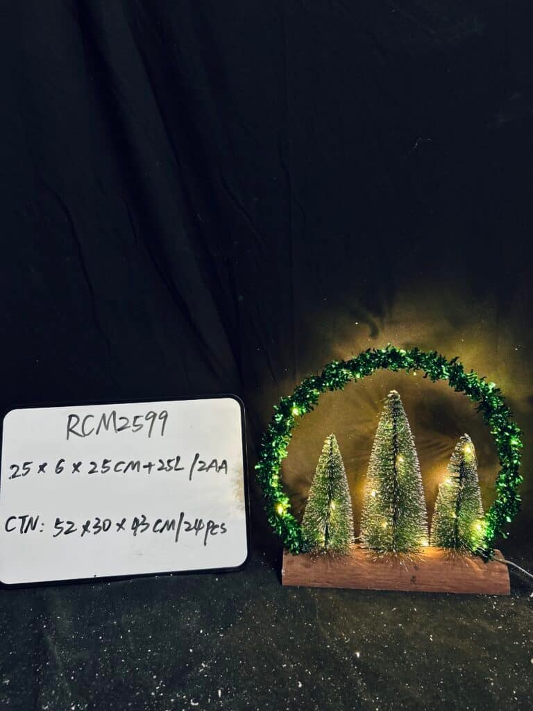 Ruicai New Arrival Christmas Tabletop Decoration Wooden Lighted Christmas Indoor Tree Table Centerpieces