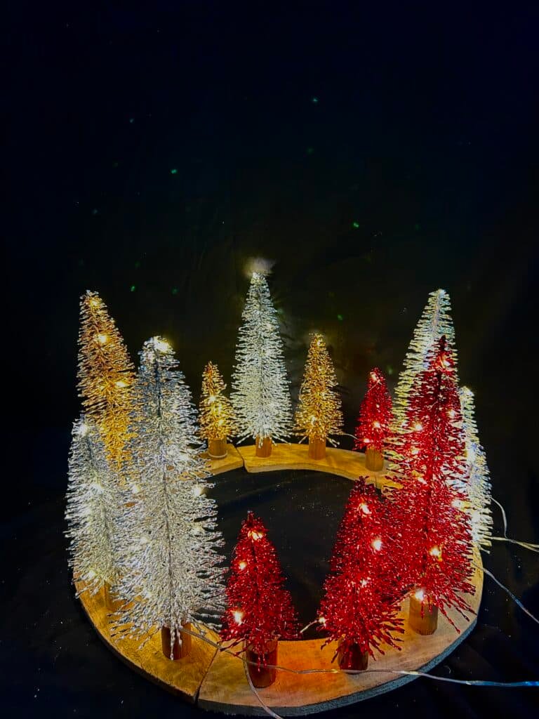 Christmas Tree with Lights, Christmas Table Decorations, Small Christmas Village Trees for Xmas Holiday Party Home Craft