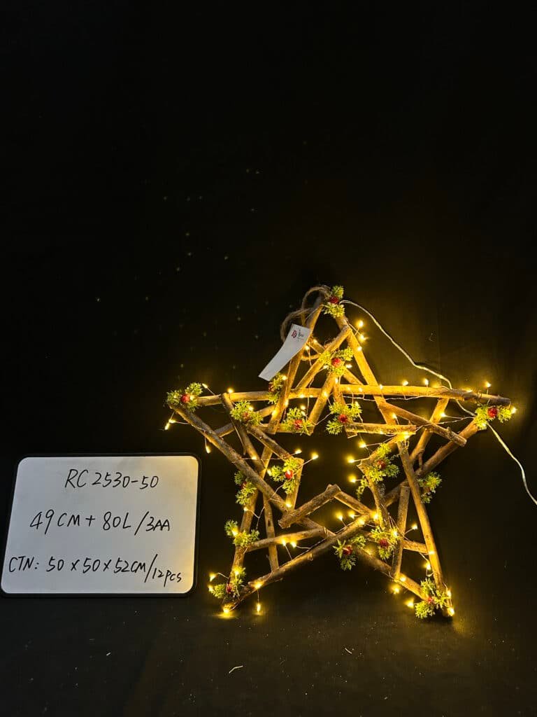 50CM Wood Christmas Decorations Wooden Star Hanging Ornaments Wall Festive Holiday Star Shape Accents Decor for Christmas Party Wedding Seasonal Indoor and Outdoor Decoration