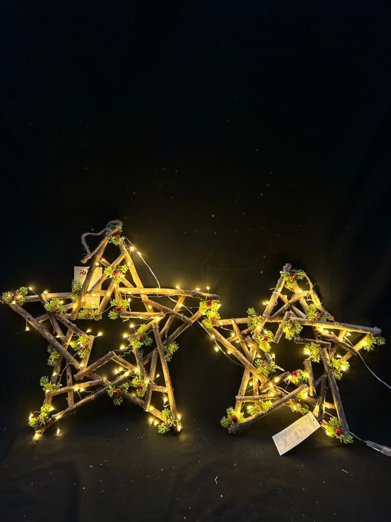 Wood Christmas Decorations Wooden Star Hanging Ornaments Wall Festive Holiday Star Shape Accents Decor for Christmas Party Wedding Seasonal Indoor and Outdoor Decoration