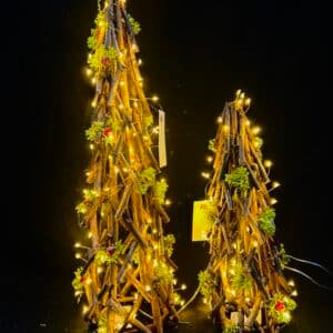 LED Lighted Christmas Cone Trees Christmas Tree Ornament Battery Operated Christmas Decoration Xmas Table Decor for Indoor Home Bedroom Tabletop Centerpiece Holiday Party